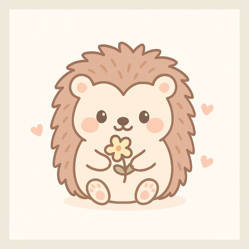 Hérisson Kawaii dans un style pastel