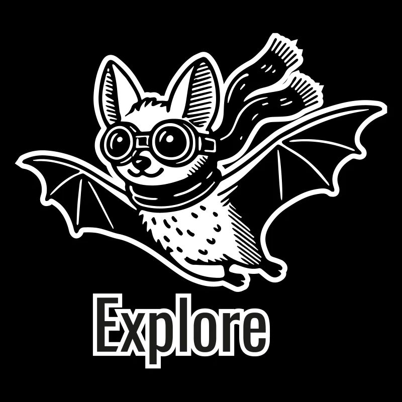Chauve-souris volante avec des lunettes et une écharpe - Explore Design