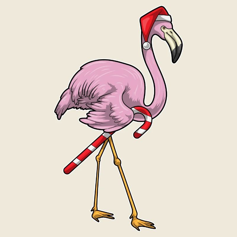 Flamingo Christmas Candy Cane