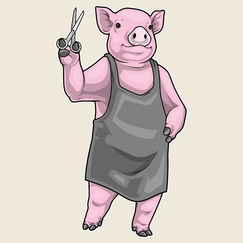 Ciseaux de coiffeur en forme de cochon