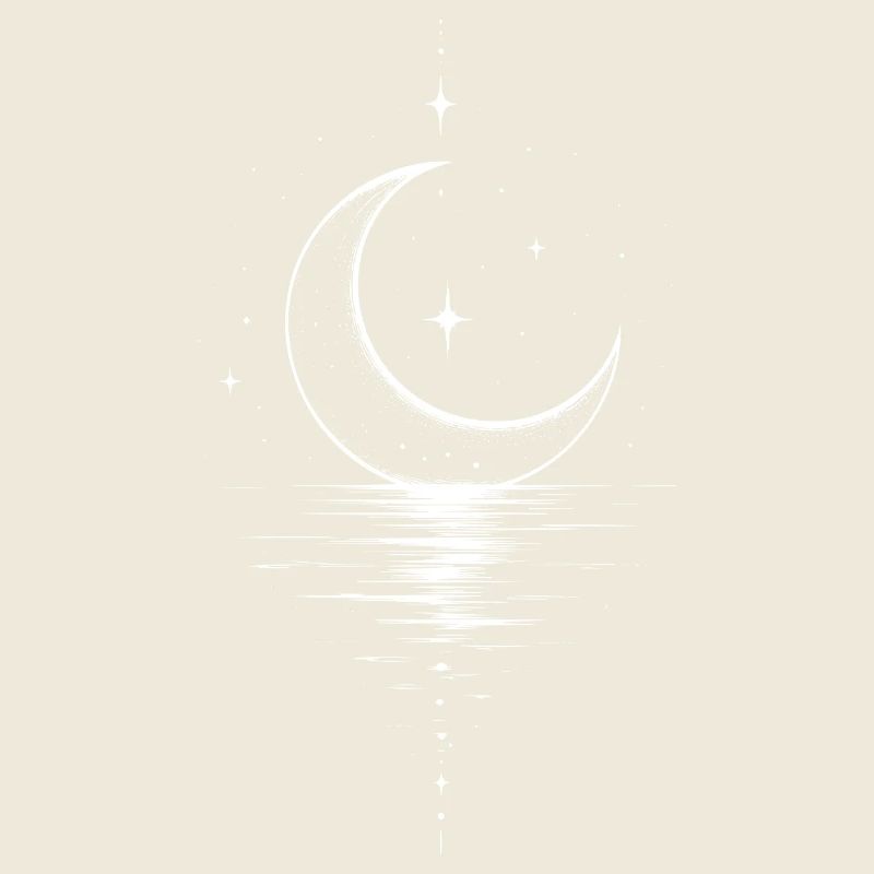 Crescent Moon Star Night Sky Motif
