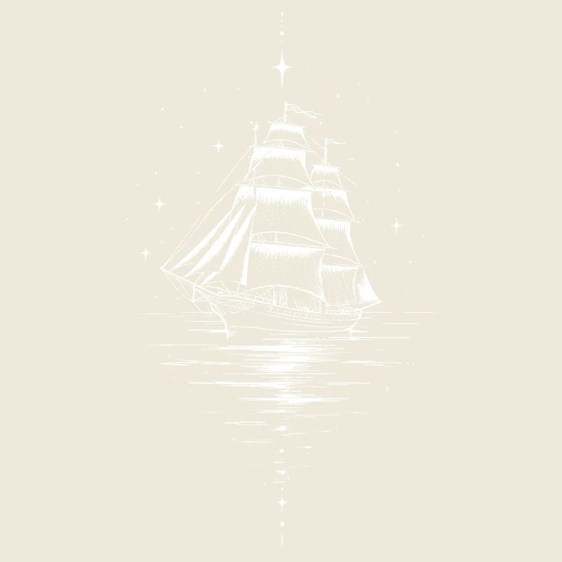Motif de reflet des étoiles de mer de nuit du navire à voile