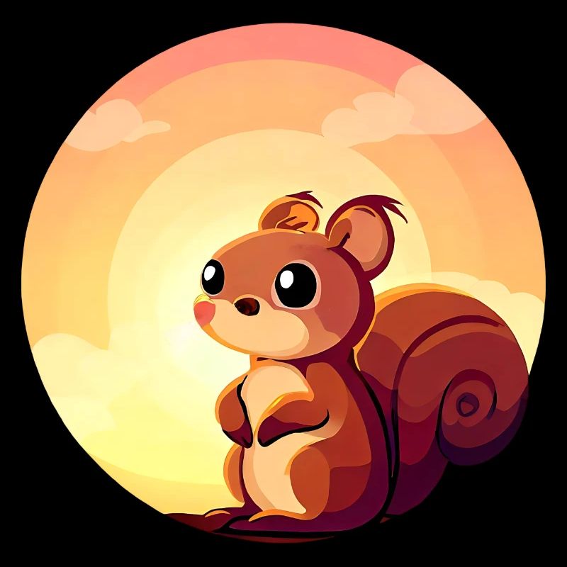 Squirrel Round Sunset Design