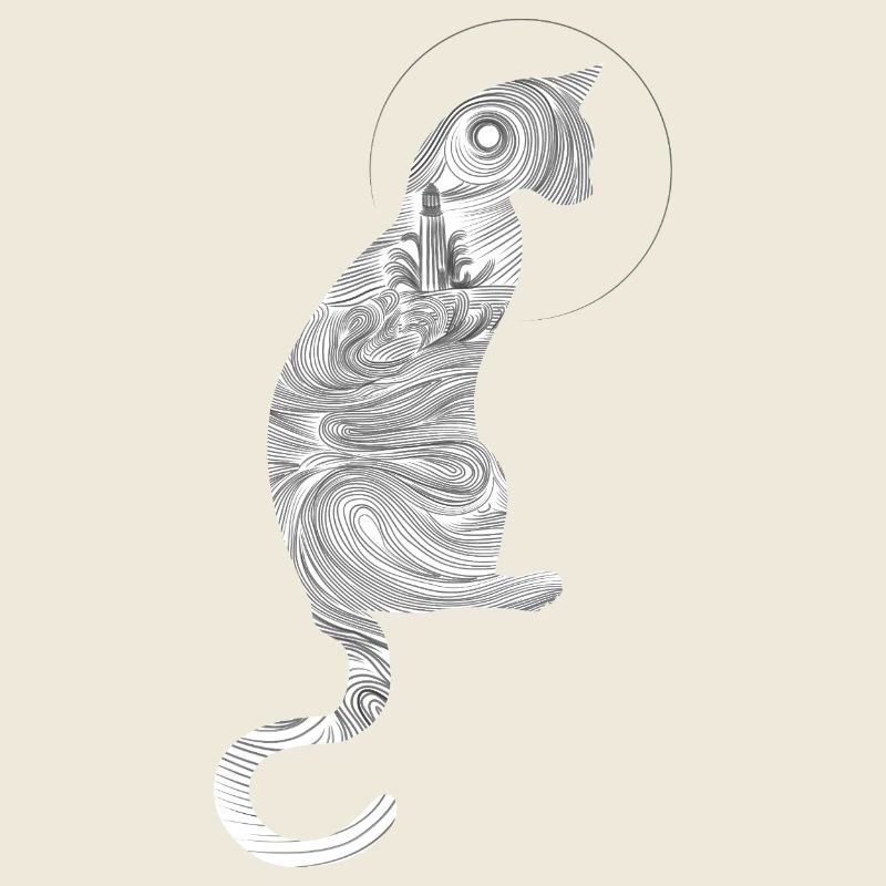 Abstract cat with spiral pattern