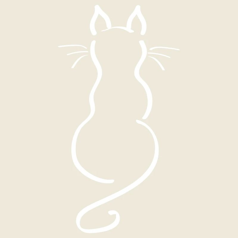 Cat Minimalist Line Back Plain