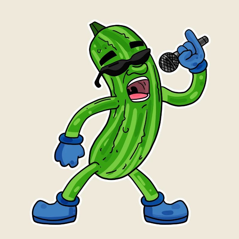 Cucumber sings funny illustration vegetable gift