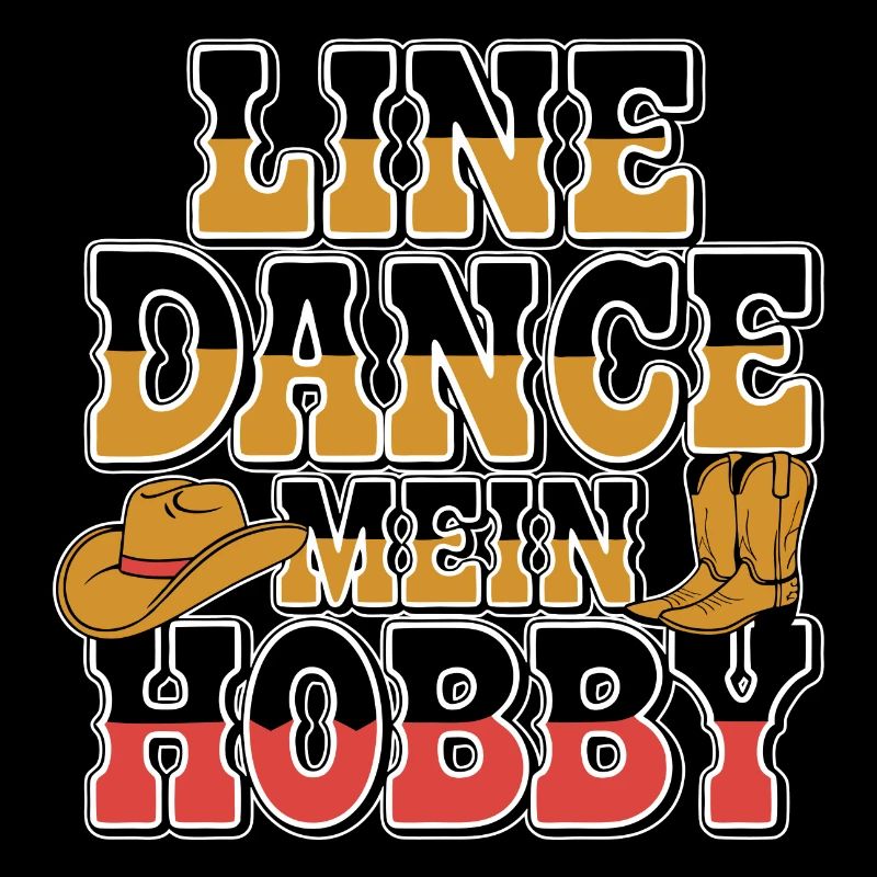 Colorful line dance design with cowboy hat