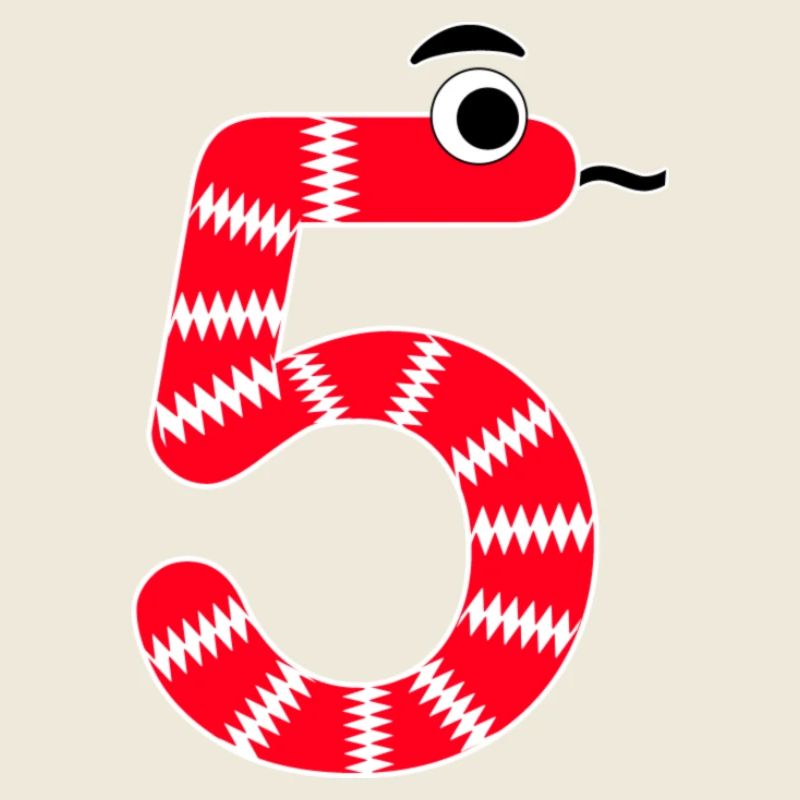 Number 5 Snake Red Kids