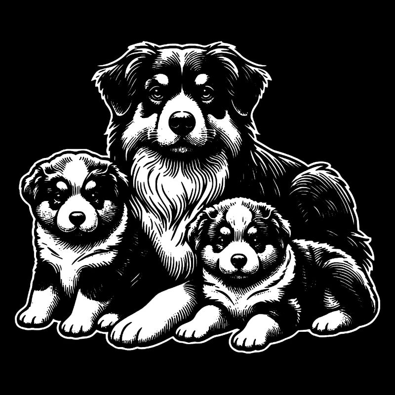 Australian Sheperd Mama mit Welpen