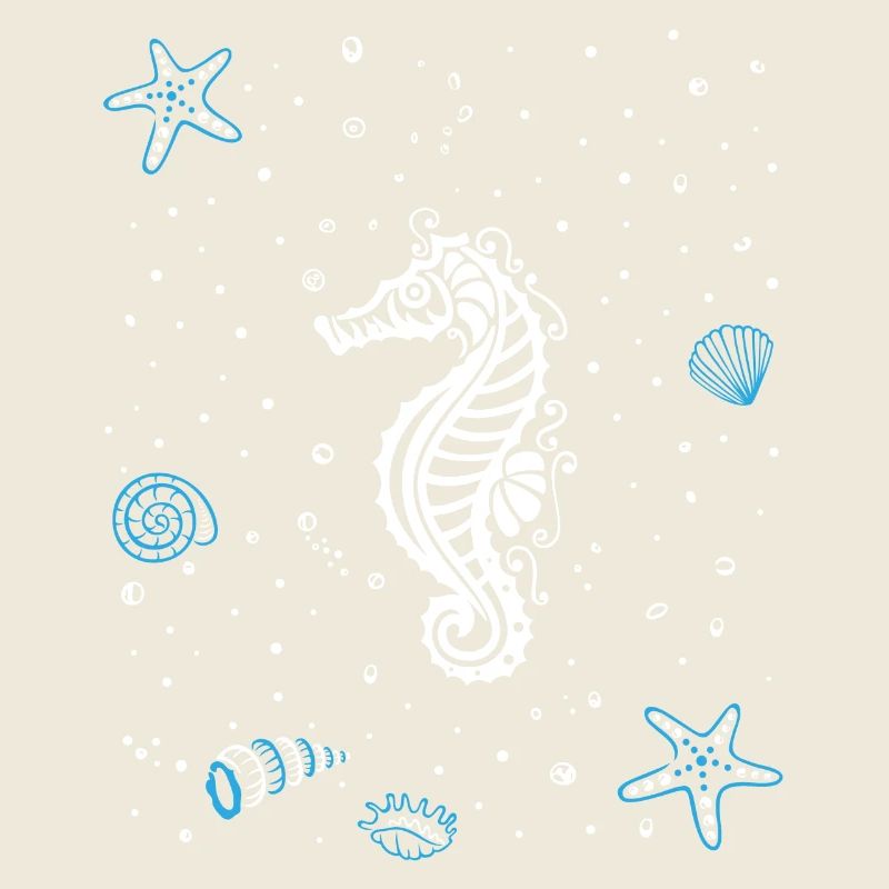 Seepferdchen mit Wasserspritzer. Maritim.