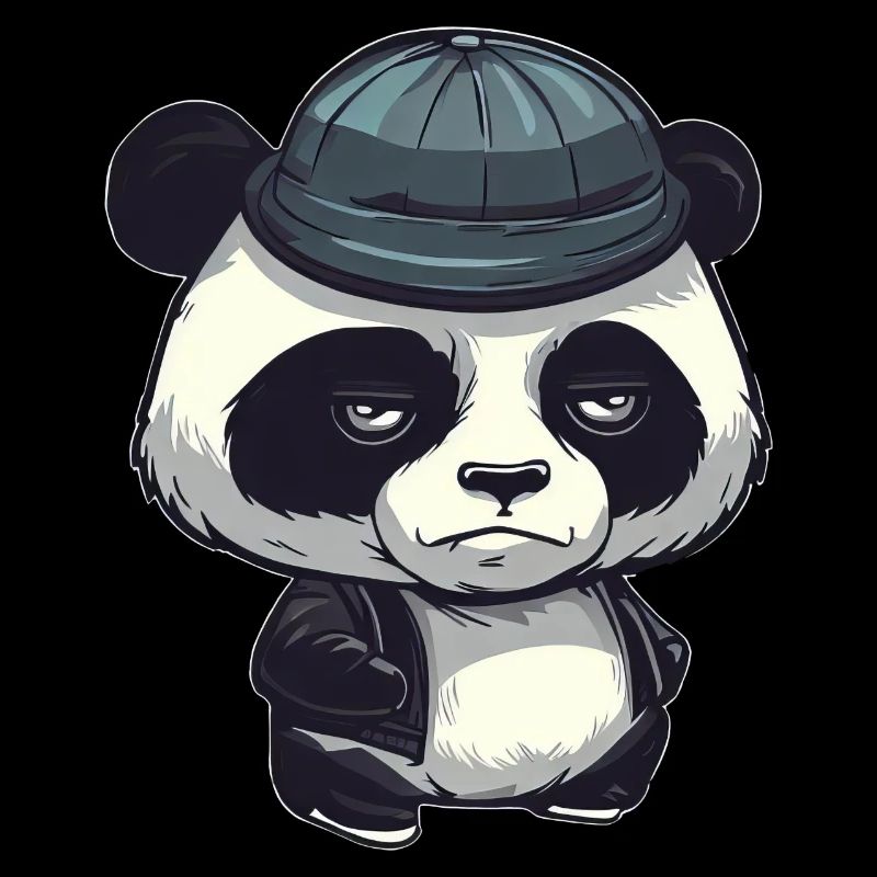 Cool panda bear with wool hat