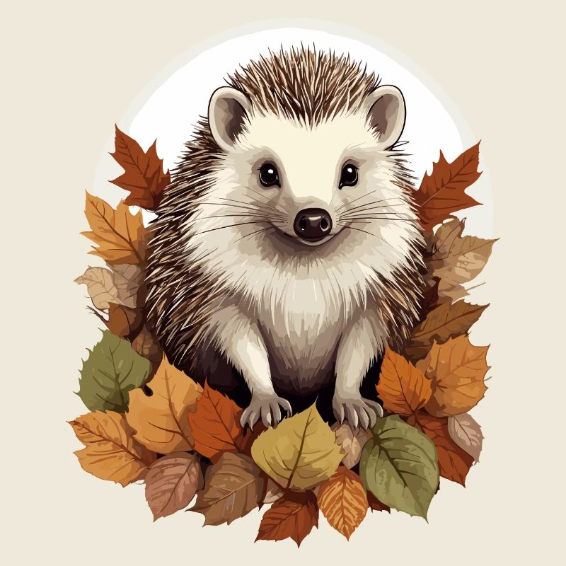 Hérisson mignon dans un tas de feuilles