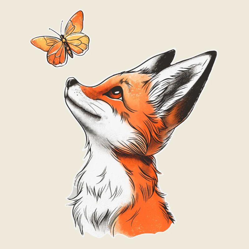 Fuchs mit Schmetterling