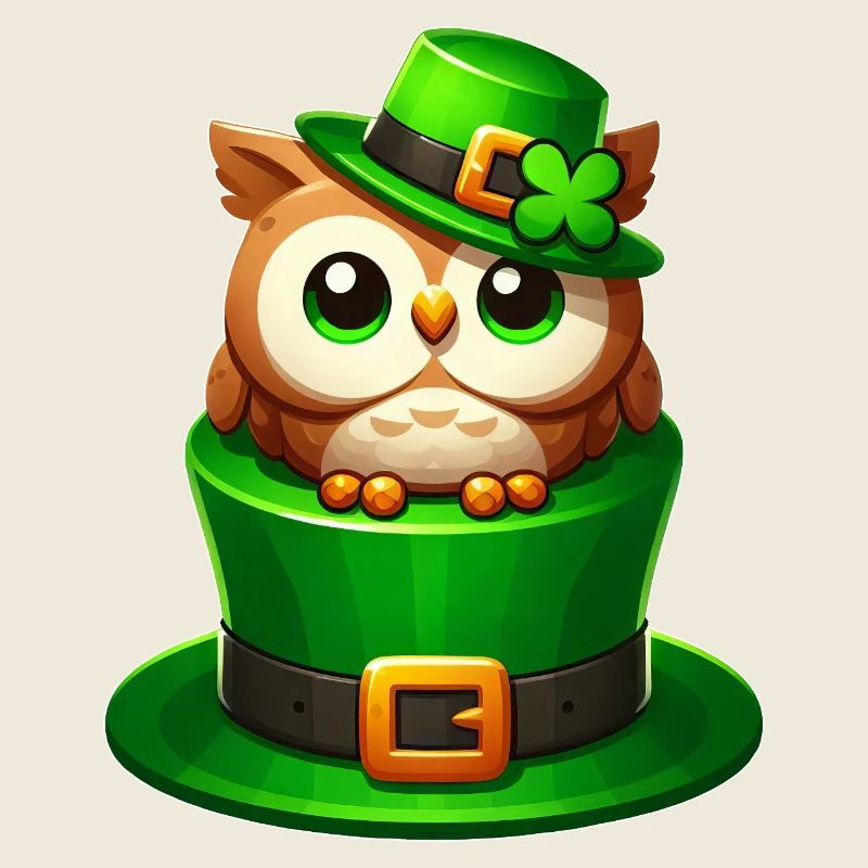Süße St. Patrick's Day Eule mit Zylinder