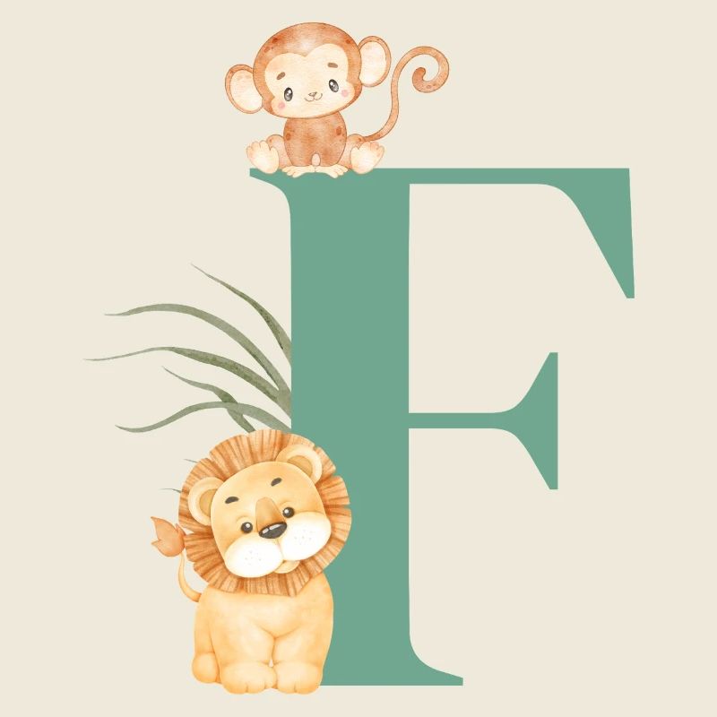 Letter f green jungle animals