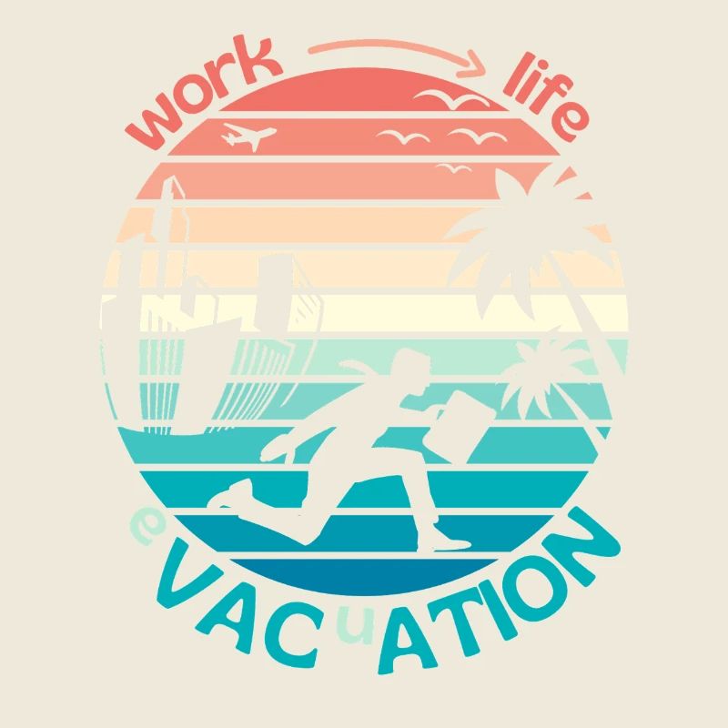 Retro Sunset Style Evakuierung oder Arbeit ins Paradies