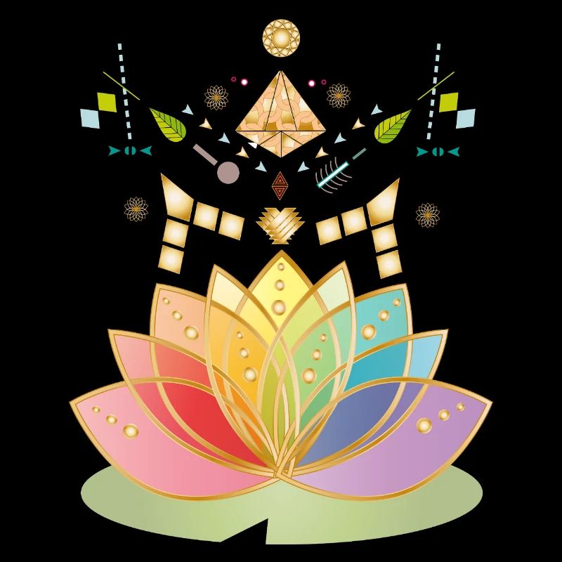 Symbole coloré de fleurs de chakra avec des ornements