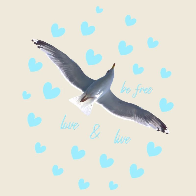 Freiheitsvogel mit Herzmotiven Möwe frei sein
