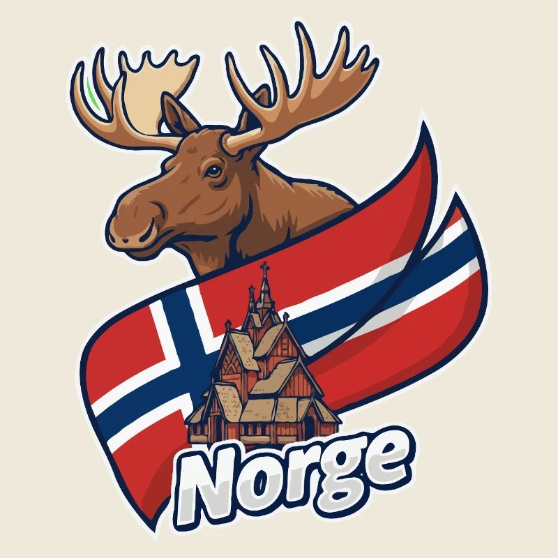Norwegischer Elch und Kirchenflagge