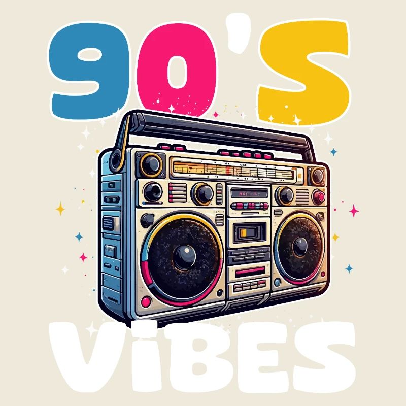 Vibes 90s Boombox rétro coloré