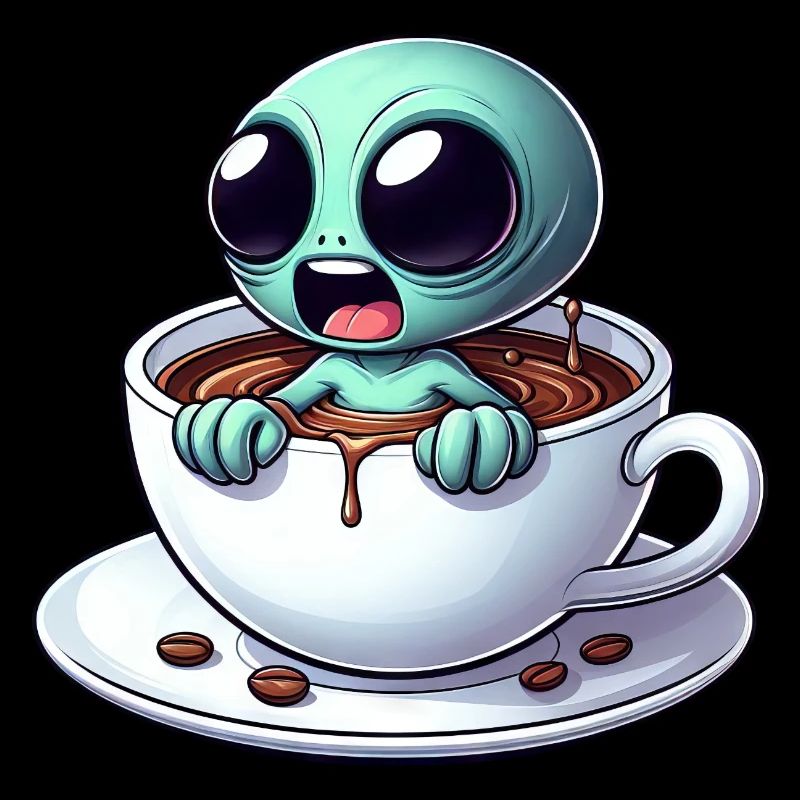 Außerirdischer Alien Kaffeetrinker Koffein