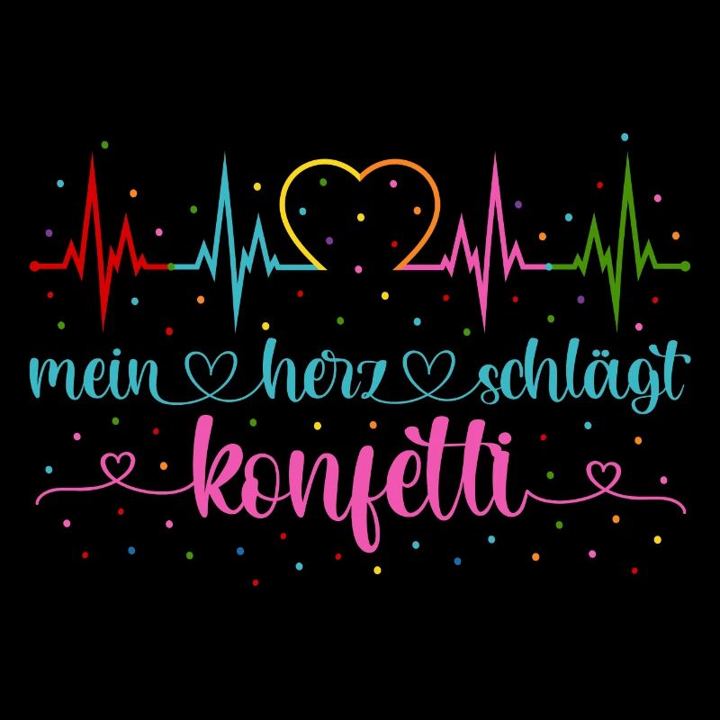 Fasching Herzschlag EKG Mein Herz schlägt Konfetti