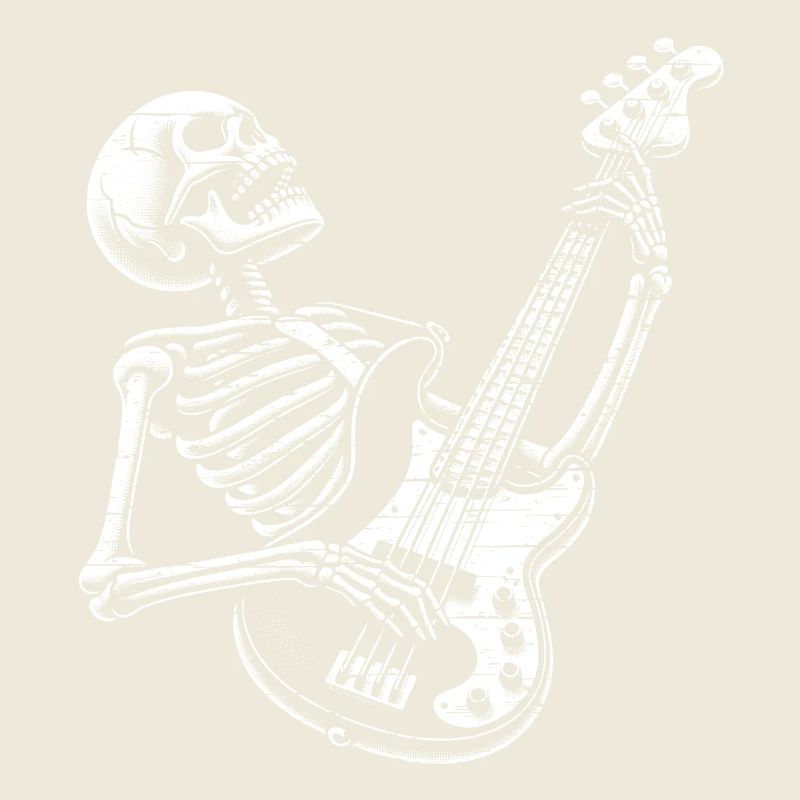 Skeleton Skull with Bass Guitar