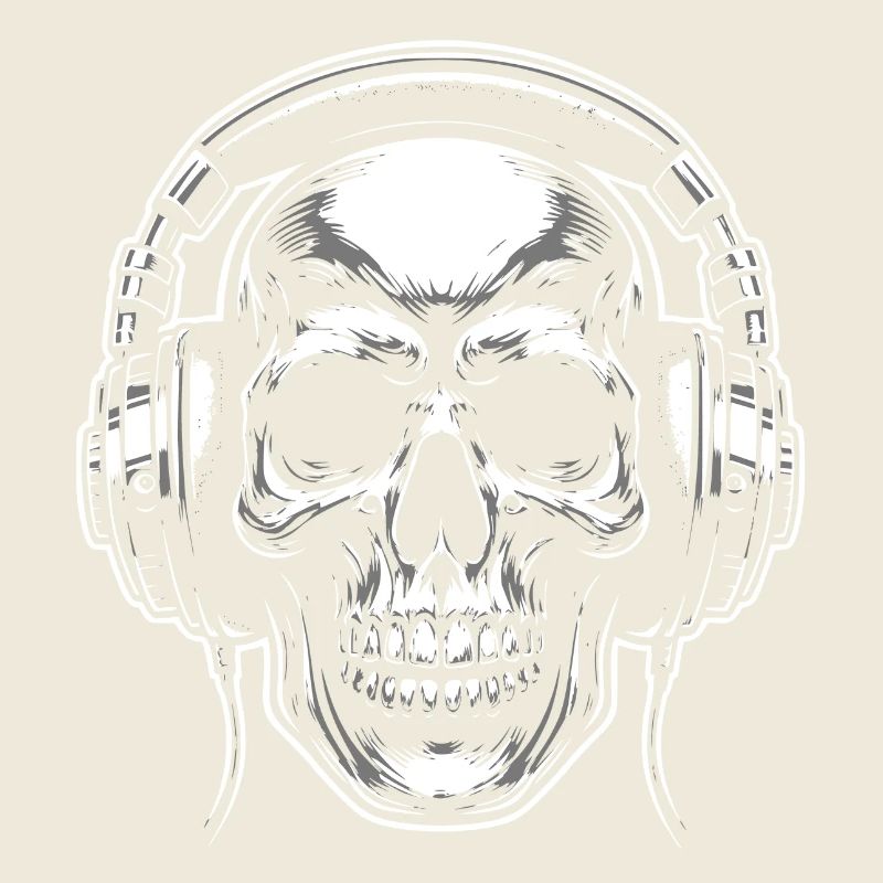 Skull mit Kopfhörern als DJ