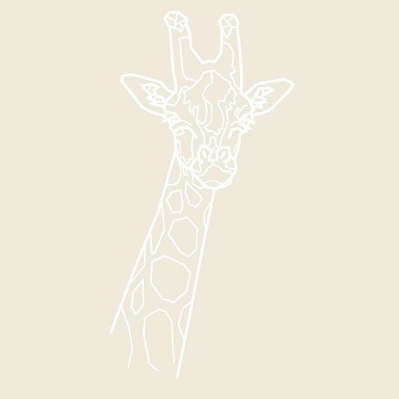 Giraffe Line Art white