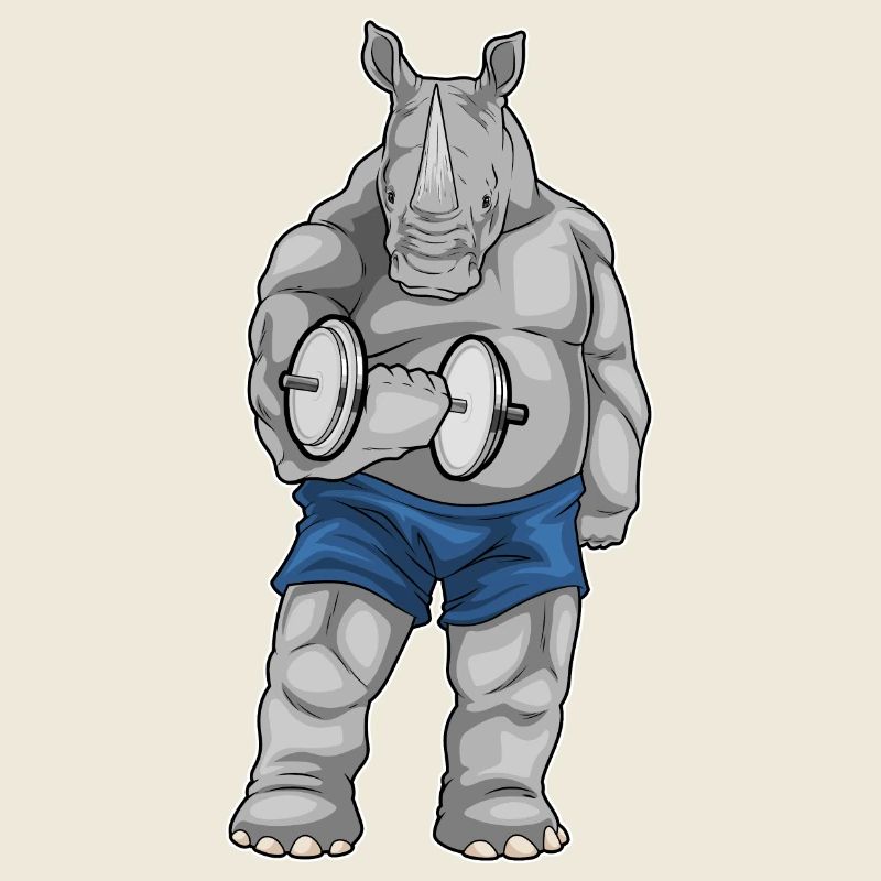 Rhino Bodybuilder Musculation avec haltères
