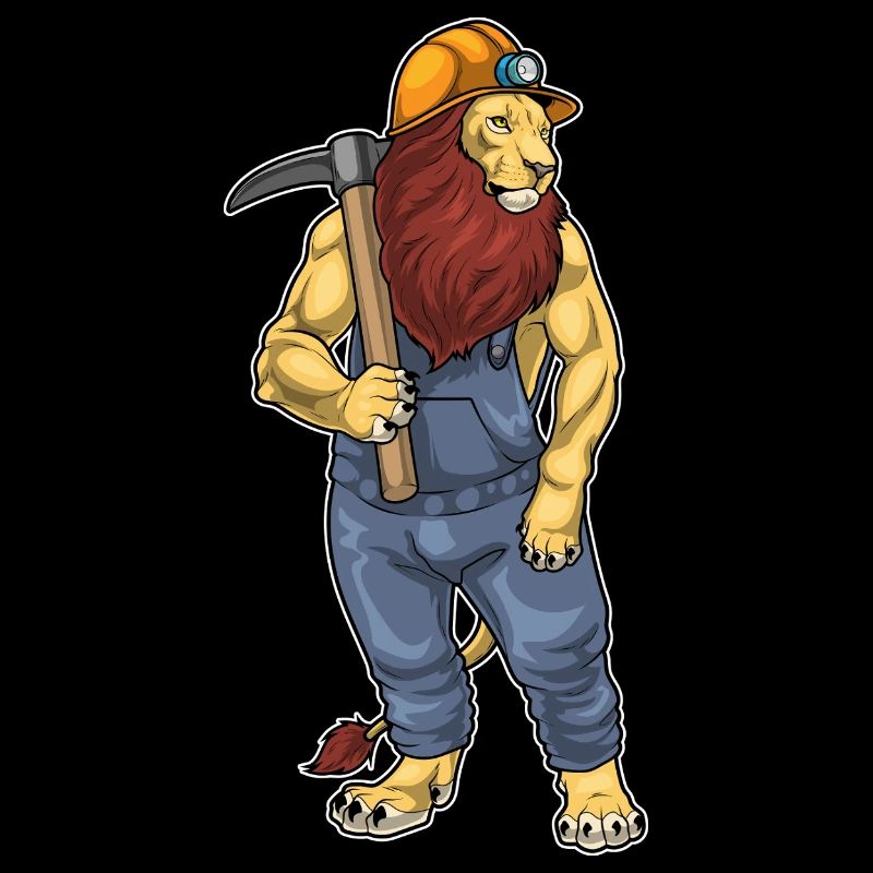 Lion Miner Pickaxe Mining