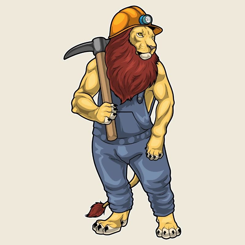 Lion Miner Pickaxe Mining