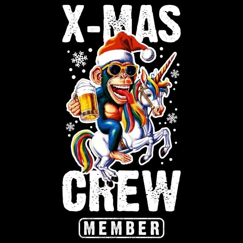 Xmas Party Crew Weihnachten Affe Einhorn