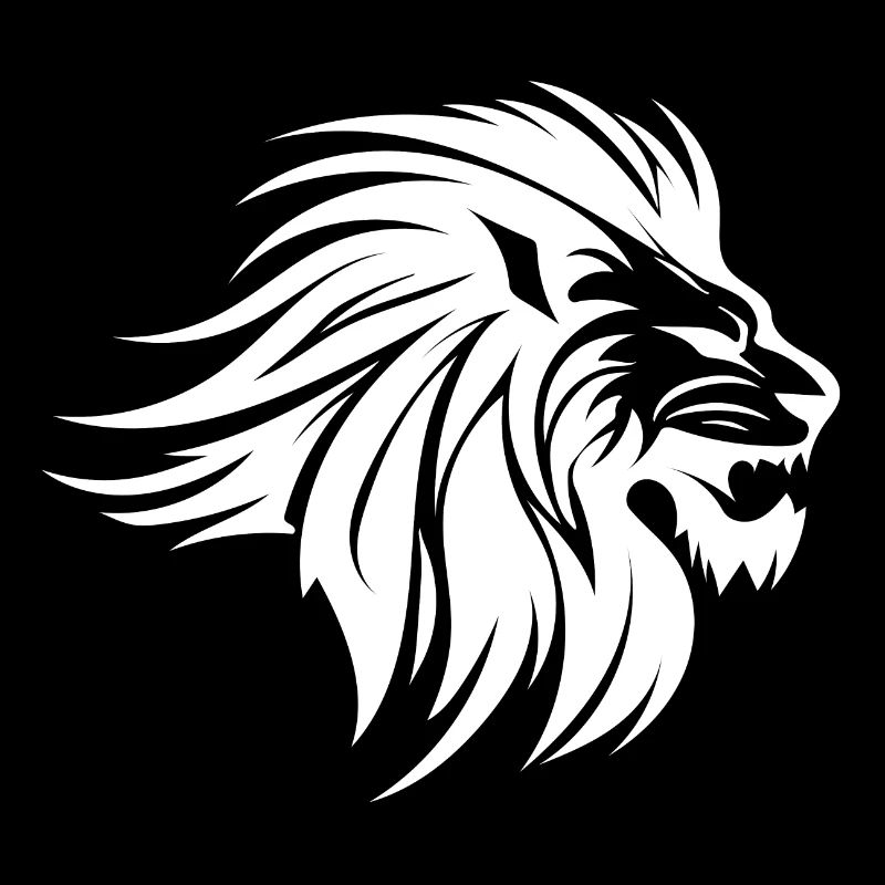 Blowing Mane Lion Head Tattoo Ink Style