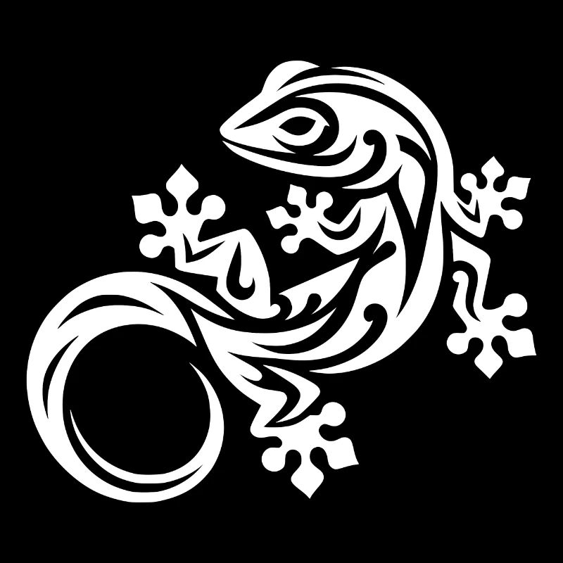 Kleiner drolliger Gecko im Tribal Tattoo Style