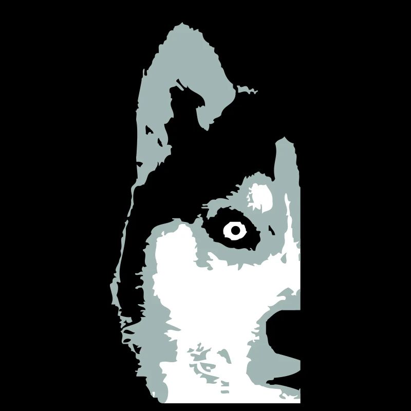 Dog White Husky Half Face Head Nice Cool