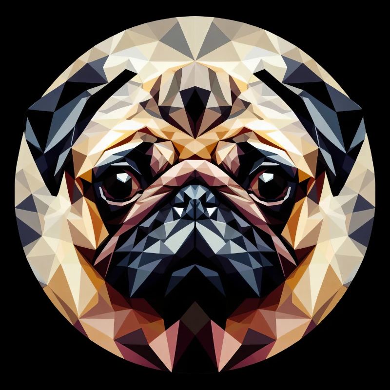 Polygoner Mops Hund Rund