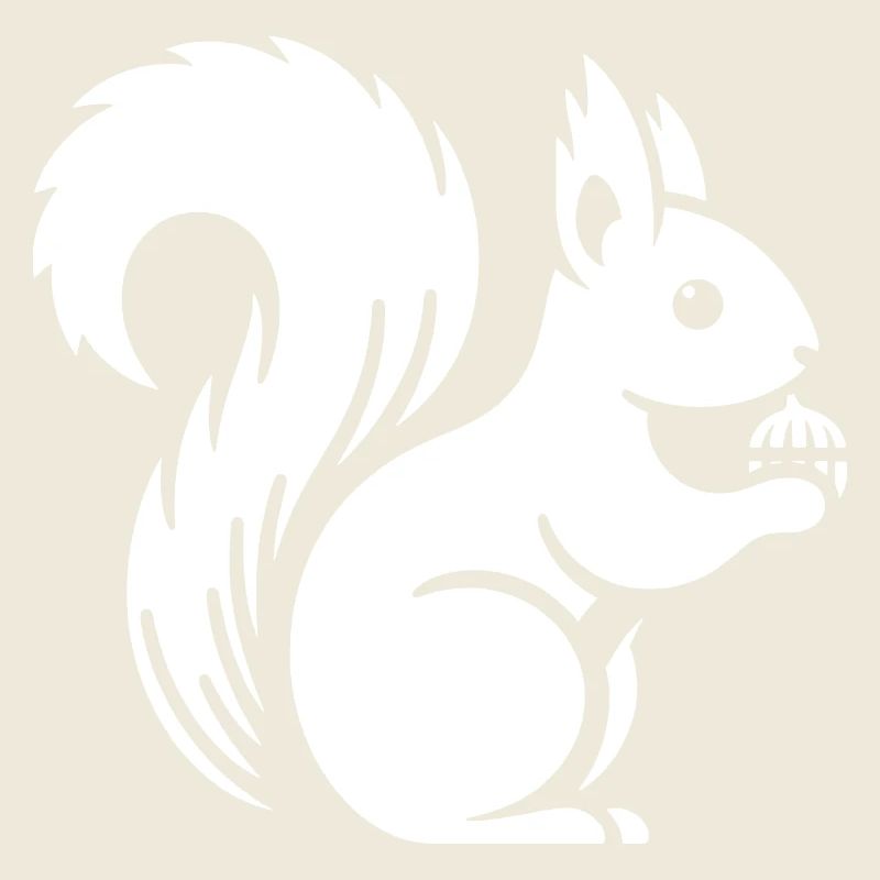 Minimalist Squirrel Silhouette with Nut