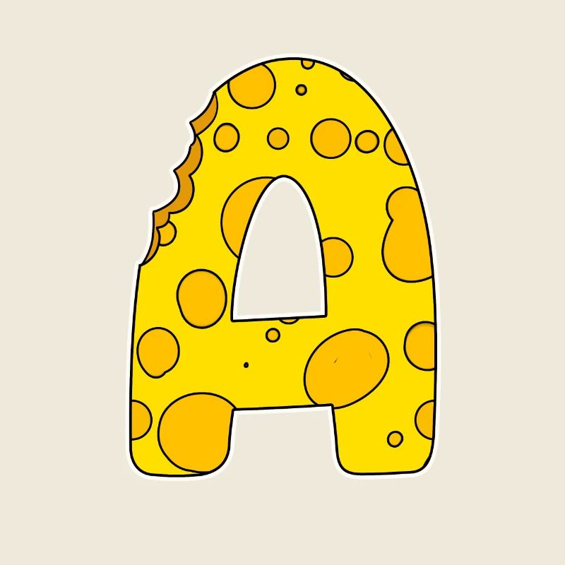 Letter A - Initial Letter A - Cheese Motif