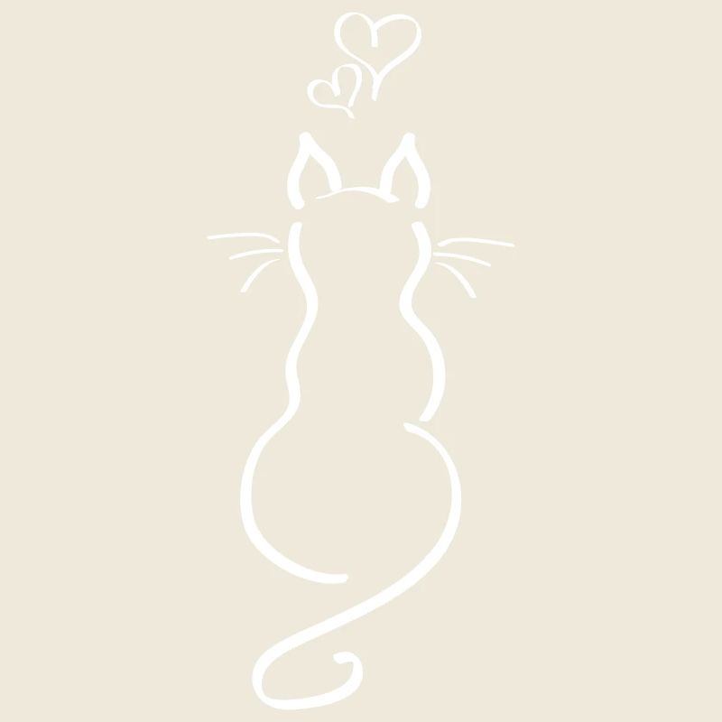Ligne minimaliste de chat Back Hearts Love