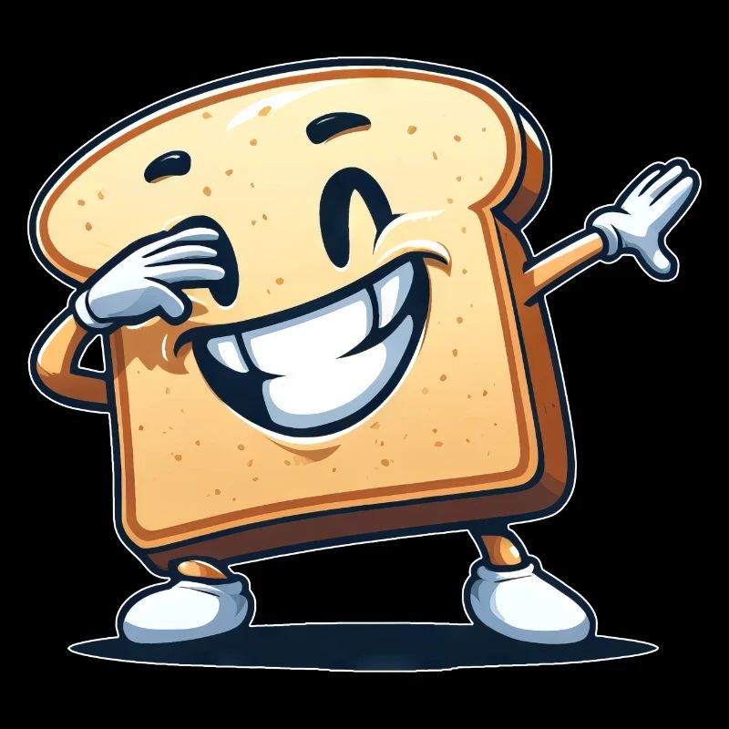 Toast White Bread Dabbing Cartoon Cool Funny