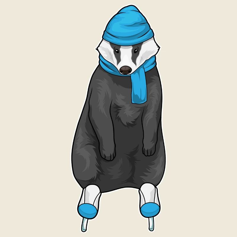 Dachs Eislaufen Schlittschuhe