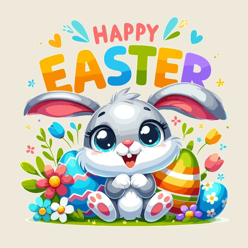 Happy Easter - Easter Bunny Illustration