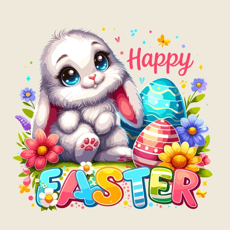 Joyeuses Pâques - Illustration de lapin de Pâques
