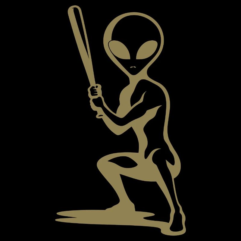 Alien Silhouette Baseball Player UFO Sport