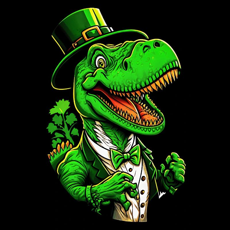 Dinosaure T-Rex de la Saint-Patrick avec cylindre