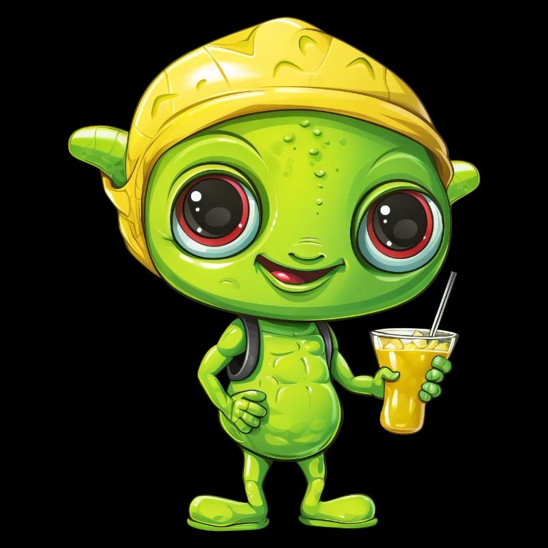 Refreshing Alien Lemon Drink: Green & Yellow