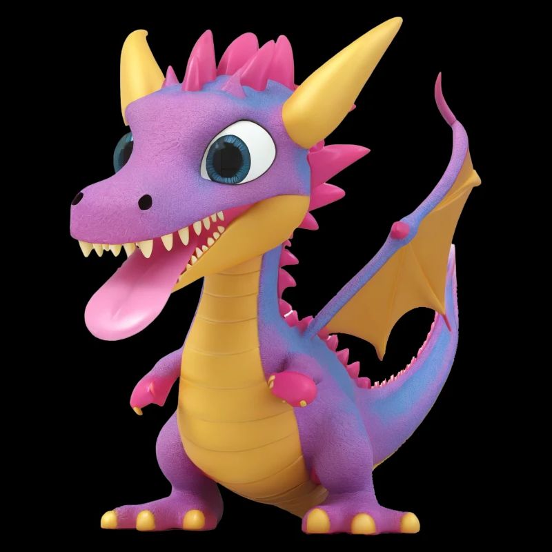 A cute dragon monster with long tongue