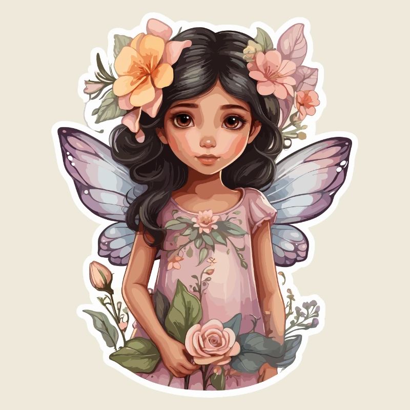 Petite fée avec des fleurs