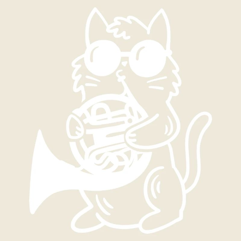 Katze spielt Waldhorn